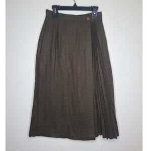 Vintage Hunters Run olive green wool blend long skirt - 4